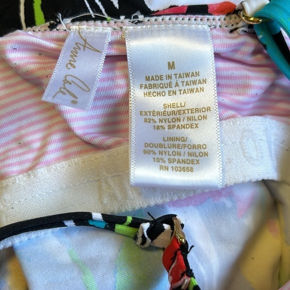 Anne Cole High Neck Tankini Floral Print Ruched Swimsuit Halter Neck Top - Picture 8 of 9